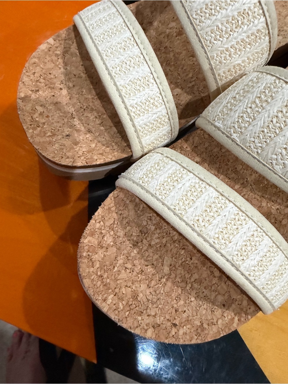 Reef Cream Double-Strap Cork Platform Slides . - Picture 7 of 11
